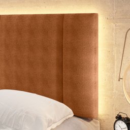 Cabeceira Estofada Iluminação Led Cama Casal Queen Size 160 Cm:buclé Terracota - 5