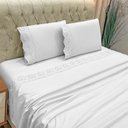 Ver imagem 1 de Jogo de Cama Lençol Bella Casal 4 Peças Micropercal 300 Fios Bordado Inglês Macio Branco 100%