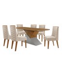 Ver imagem 2 de Mesa para Sala de Jantar Aster 180cm Mdf Tampo Laminado Canto Copo e 6 Cadeiras Safira