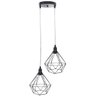 Lustre Pendente Aramado Duplo Diamante Cabo Cristal Regulável Preto Luminária Agp Ilumini Cabo Crist - 1