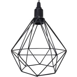 Lustre Pendente Aramado Duplo Diamante Cabo Cristal Regulável Preto Luminária Agp Ilumini Cabo Crist - 4