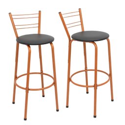 Kit 2 Banco Banqueta para Bancada Bistrô Balcão Ilha Cozinha Gourmet Exclusivas Estrutura Cobre - 1