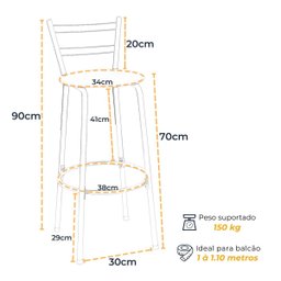 Kit 2 Banco Banqueta para Bancada Bistrô Balcão Ilha Cozinha Gourmet Exclusivas Estrutura Cobre - 3