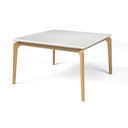 Ver imagem 1 de Mesa de Jantar Cirrus Quadrada Tampo Laqueado com Vidro Base Madeira Maciça:branco / Peroba/150x150c