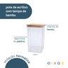 Pote de acrílico 1,4L com tampa de bambu transparente quadrado - Oikos - 3