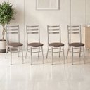 Ver imagem 4 de Conjunto 4 Cadeiras para Sala de Jantar Tradicional Cromado/Marrom