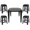 Mesa Quadrada Plástico Monobloco 70cm Preta + 4 Banquetas Empilháveis - 1