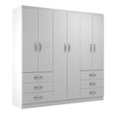 Ver imagem 2 de Guarda-roupa Casal New Encante 6 Portas 6 Gavetas Branco - Evidencia Móveis