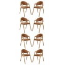 Ver imagem 1 de Kit 8 Cadeiras Mesa Jantar Suellen Versátil Reforçada Corino Cor:marrom Claro