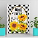 Ver imagem 1 de Quadro Home Sweet Home Girassóis 24x18cm - com vidro:Madeira branca