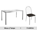 Ver imagem 1 de Sala de Jantar Completa Reno C/ Tampo Vidro 150cm + 4 Cadeiras Noruega Cromado/courano Preto -