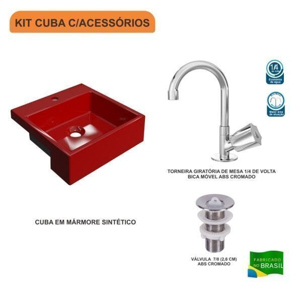 Kit Cuba XQ355 com Torneira C50 e Válvula 1 Polegada ABS Compace - 3