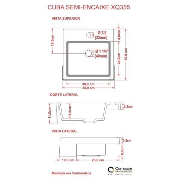 Kit Cuba XQ355 com Torneira C50 e Válvula 1 Polegada ABS Compace - 6