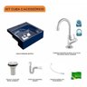 Kit Cuba Xq355 Torneira 1198 Metal e Válvula 1 Polegada Sifão Flexível Pvc Compace - 3