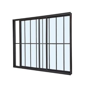 Janela de alumínio 02 folhas com grade preto - 100x120