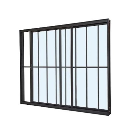 Janela de alumínio 02 folhas com grade preto - 100x120