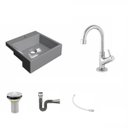 Ver imagem 2 de Kit Cuba Xq355 Torneira 1198 Metal e Válvula 1 Polegada Sifão Cromado Flexível Compace