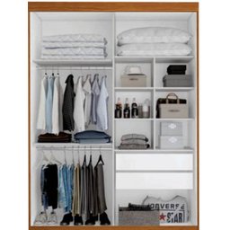 Modulado 2 portas correr 1,61m 2 gavetas portas em MDF - Luna-Nature/Off - Bianchi Móveis - 2