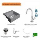 Ver imagem 3 de Kit Cuba XQ355 Torneira 1198 Metal Válvula Click 1 Polegada B Sifão PVC Flexível Compace