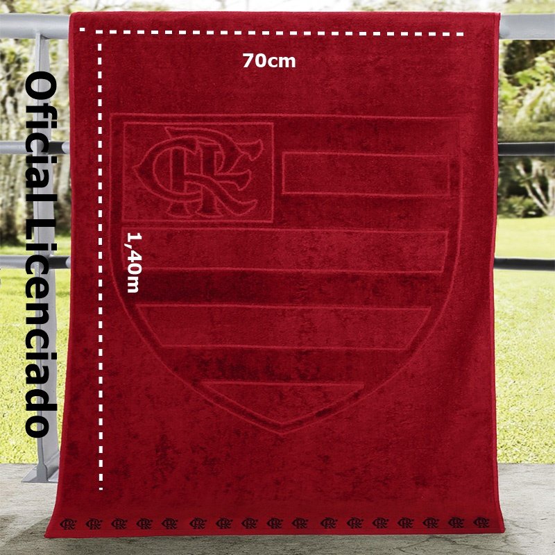 Toalha de Banho Buettner Jacquard Veludo Futebol Flamengo 70cmx140m Scarlet - 4