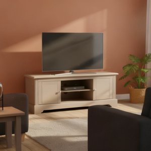 Rack para Tv 50 Polegadas Tampo de Madeira Maciça Escovada Louise