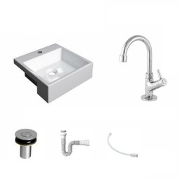 Kit Cuba XQ355 Torneira 1198 Metal Válvula Click 1 Polegada B Sifão PVC Flexível Compace - 2