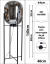 Ver imagem 2 de Luminária de Chão Piso 140cm Globo Vidro Fumê Cinza Espelhada Coluna Pedestal Lv-ash-4 Gimpo