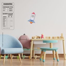 Foguetinho - Quadro ou placa decorativa com 6 peças - 6mm - Placa decorativa - Soft Touch (Fosco) - 2