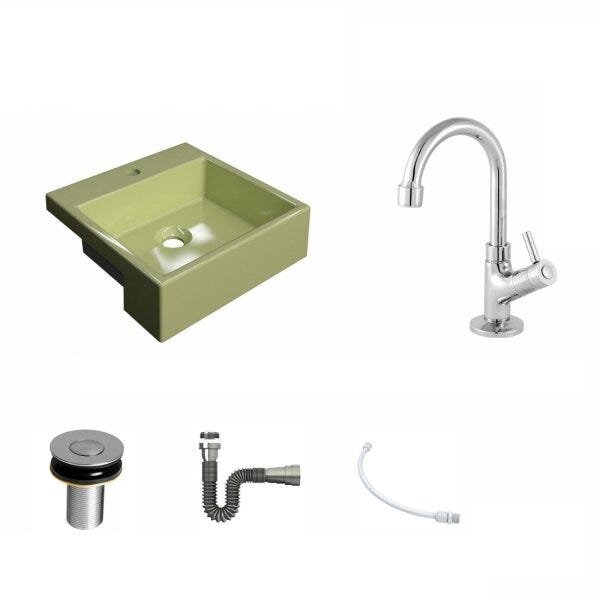 Kit Cuba XQ355 Torneira 1198 Metal Válvula Click 1 Polegada B Sifão Cromado Flexível Compace - 2