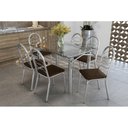 Ver imagem 1 de Kit Mesa Elba C- Tampo de Vidro 120cm + 6 Cadeiras Holanda Cromado Marrom