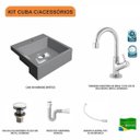 Ver imagem 3 de Kit Cuba XQ355 Torneira 1198 Metal e Válvula Click 1 Polegada G Sifão PVC Flexível Compace