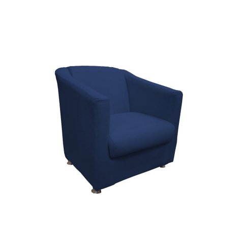 Poltrona Decorativa Biane Couro Azul Marinho Pés Cromado Ms Decor