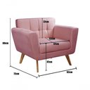 Ver imagem 2 de Kit 2 Poltronas Bruna Suede Pés Palito Espuma D26 Rosa 280 Bella Decor