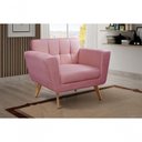 Ver imagem 3 de Kit 2 Poltronas Bruna Suede Pés Palito Espuma D26 Rosa 280 Bella Decor