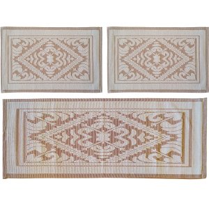 Kit Tapetes Passadeira 3 Peças Luxo Comfy Caramelo