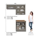 Ver imagem 3 de Lavanderia Modulada 03 Peças 100% MDF com Aéreo Basculante e Tampo Emilly Cinza/Nature Emilly