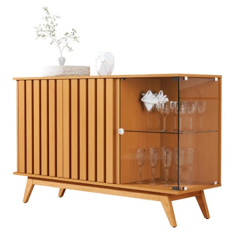 Buffet Ripado com 3 Portas e Lateral de Vidro Nice Nature