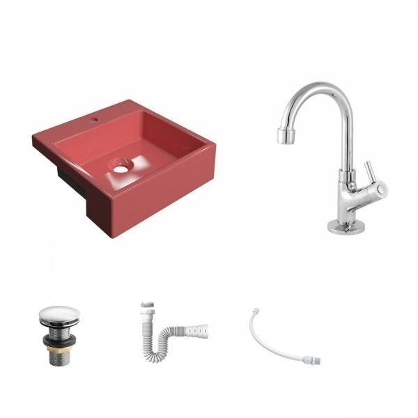 Kit Cuba XQ355 com Torneira 1198 Metal e Válvula Click 1 1/2 com Sifão PVC e Flexível Compace - 2