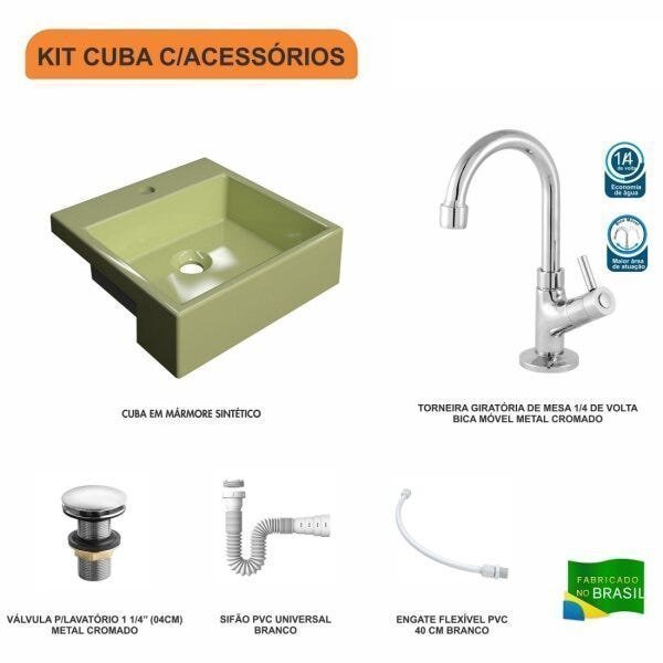 Kit Cuba XQ355 com Torneira 1198 Metal e Válvula Click 1 1/2 com Sifão PVC e Flexível Compace - 3