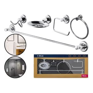 Kit Acessorios P/banheiro Metal Stilo Atlas 5 Peças