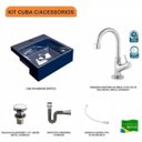 Ver imagem 3 de Kit Cuba XQ355 com Torneira 1198 Metal e Válvula Click 1 1/2 com Sifão Cromado e Flexível Compace