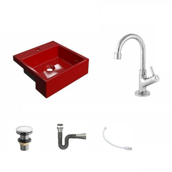 Kit Cuba XQ355 com Torneira 1198 Metal e Válvula Click 1 1/2 com Sifão Cromado e Flexível Compace - 2