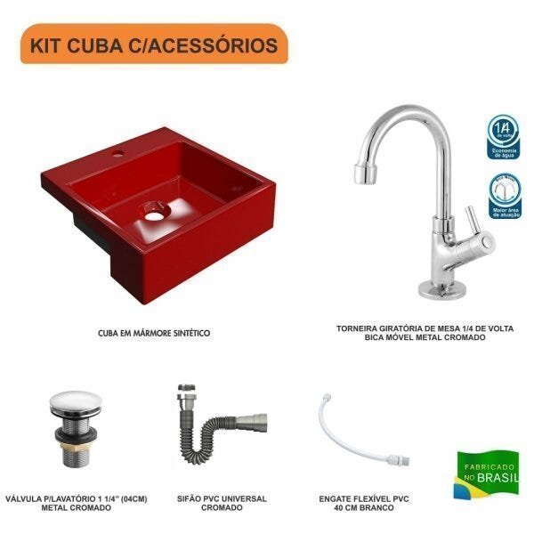 Kit Cuba XQ355 com Torneira 1198 Metal e Válvula Click 1 1/2 com Sifão Cromado e Flexível Compace - 3