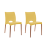 Cadeira Sala Jantar Cannes Amarela Pés de Madeira Kit 2 Unid - 1