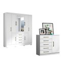 Ver imagem 4 de Guarda Roupa para Quarto de Casal com 8 Portas Nápole e Cômoda 5 Gavetas Milão Aramóveis