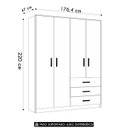 Ver imagem 4 de Guarda Roupa Infantil 176cm com 4 Portas Nelly Branco Z49 - Mpozenato