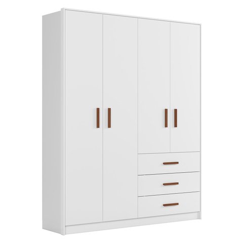 Guarda Roupa Infantil 176cm com 4 Portas Nelly Branco Z49 - Mpozenato