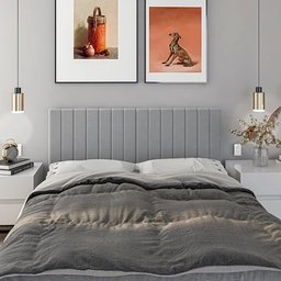 Cabeceira Suspensa Cama Box Solteiro Luna Suede 90x55:cinza - 1