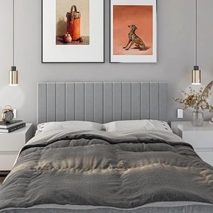 Cabeceira Suspensa Cama Box Solteiro Luna Suede 90x55:cinza