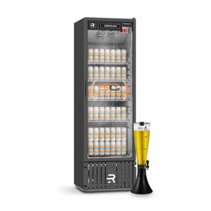 Cervejeira Expositora Porta Vidro 400L VCCE400PVPB Preta e Branca 220V Refrimate Com Chopeira 3,5L